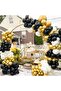 Black White Gold Confetti Balloon Set - 80 Piece Party Balloon + Chain and Tape with Gift - 2
