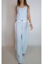 Women's Blue Balloon Bluz with Wide Pants Modal Fabric Suit Yy101246