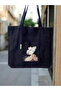 Black Beach Bag -Suitable for Punch - Gabardine Fabric - Bordglow - 6