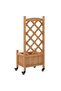 Planter with Trellis and Wheels Brown Solid Wood Fir - 5