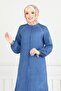 Stone Detail Hijab Tunic 3124Hbs932-M Indigo - 3