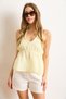 Women's Yellow Halter Neck Bow Detailed Muslin Blouse Blz-19003033 - 3