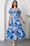 Square Neck Floral Dress with Gipeli Back Grs3749 - 6