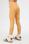 Mustard Flower Pattern Jacquard Girl's Full Length Leggings - 4