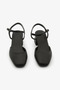 Black Genuine Leather Inside Ankle Strap Square Toe Block Heeled Women's Shoes - 3