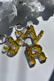 Gold Foil Floral Glittery-Paillette Epoxy Letter - Number Keychains - 2