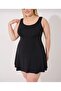 Dress Plain Black Covered Lined Slip and Swimsuit 2 Piece Set