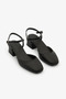 Black Genuine Leather Inside Ankle Strap Square Toe Block Heeled Women's Shoes - 2