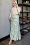 Stone Green Women's Three Layer Patterned Hijab Viscose Skirt - 2