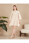 Women's Embroidered Tassel Detailed Plus Size Linen Dress Beige - 2