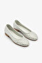 Silver Color Knitted Detailed Genuine Leather Women's Ballerinas - 2
