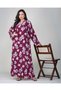 Ladies Floral Jalabiya – Lavender and Pink Floral, Full-Sleeve with Embroidered Design - 2