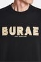 Relax Fit Relaxed Cut 100% Cotton Crew Neck Black Men's T-Shirt with Front Embroidery Detail - 3