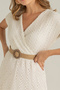 women's ecru straw belted lace dress DK0001