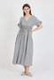 Gray 100% Cotton Ruffle Sleeve Detailed Button Dress 4781A - 2