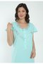 Women's 100% Cotton Short Sleeve Midi Length Nightgown / Blue 544 - 3