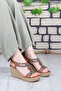 Heel Stone Detailed 8 cm Wedge Heeled Women's Sandals - 3