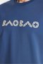 Relax Fit Relaxed Fit Cotton Front and Back Print Detail Crew Neck Indigo Men's T-Shirt - 3