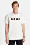 Relax Fit Relaxed Cut Cotton Front Print Detailed Crew Neck Ecru Men's T-Shirt - 4