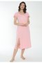 Women's 100% Cotton Short Sleeve Midi Length Nightgown / Pink 544 - 2