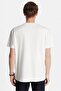 Relax Fit Relaxed Cut Cotton Front Print Detailed Crew Neck Ecru Men's T-Shirt - 5