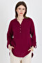 Burgundy 100% Cotton Linen Look Judge Collar Tunic Shirt 4698A