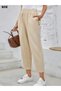 High Waist Women's Crepe Trousers – Side Pockets, Wide Cut, Button Detail
