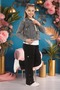 Girls Cotton Stylish 2-Piece Set Jeans Patterned Jacket & Short-Sleeved Blouse - 3