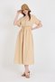 Beige 100% Cotton Ruffle Sleeve Detailed Button Dress 4781A - 6