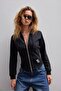 Black Fitted Zipper Hooded Sweatshirt - 5