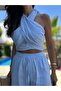 Blue Tie-Dye Blouse Shorts Muslin Set - 2