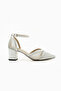 Clea Women's Mesh Thick Heeled Shoes Silver