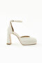 Daze Women's Platform Thick Heeled Shoes White Satin