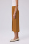 Camel Double Breasted Asymmetric Slit Midi Skirt - 3