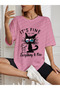 تي شيرت Hıla Fashion Crazy Cat مطبوع عليه مقاس كبير ساحر - 6