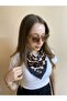 Black Brown Leopard Patterned Rayon Satin Scarf- Summer Bandana - Gift 70*70 cm New Year - 3