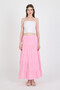 Pink Linen Look 100% Cotton Layered Long Skirt 4801A - 2