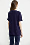 Crew Neck Combed Cotton T-Shirt with Pocket Detail - Navy Blue - 5