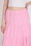 Pink Linen Look 100% Cotton Layered Long Skirt 4801A - 4