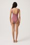 Burgundy U Neck Sports Swimsuit Sporty One Piece - 5