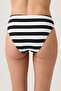 Black-White Striped High Waist Bikini Bottom Sporty Bottom - 2