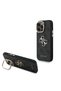 iPhone 14 Pro Max Compatible Case Guess Licensed Metal 4g and Text Logo Cover with Camera Stand Black