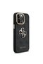 iPhone 14 Pro Max Compatible Case Guess Licensed Metal 4g and Text Logo Cover with Camera Stand Black - 3