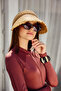 Visor Straw Hat with Fringe Detail Sunscreen Visor Rş-2110 Mink