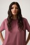 X Melodi Burgundy Oversize Wide Fit T-Shirt Boyfriend T-Shirt - 2