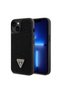 iPhone 15 Compatible Case Guess Licensed Stoned Back Surface Triangle Logo Cover Black