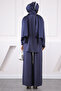 Navy Blue Pocket Modal Tunic Trouser Suit - 3