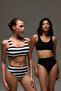 Black-White Striped High Waist Bikini Bottom Sporty Bottom - 7