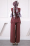 Plum Waist Belted Vest and Trousers Suit - 3