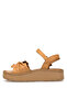D25Ys-2595 Women's Genuine Leather Flat Sandals Brown - 3